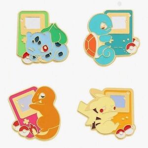 Pikachu, Charmander, Bulbasaur, & Squirtle Gameboy Pin Set